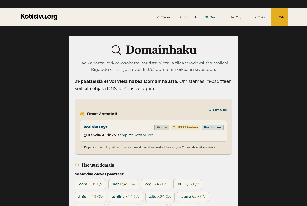 Omat domainit